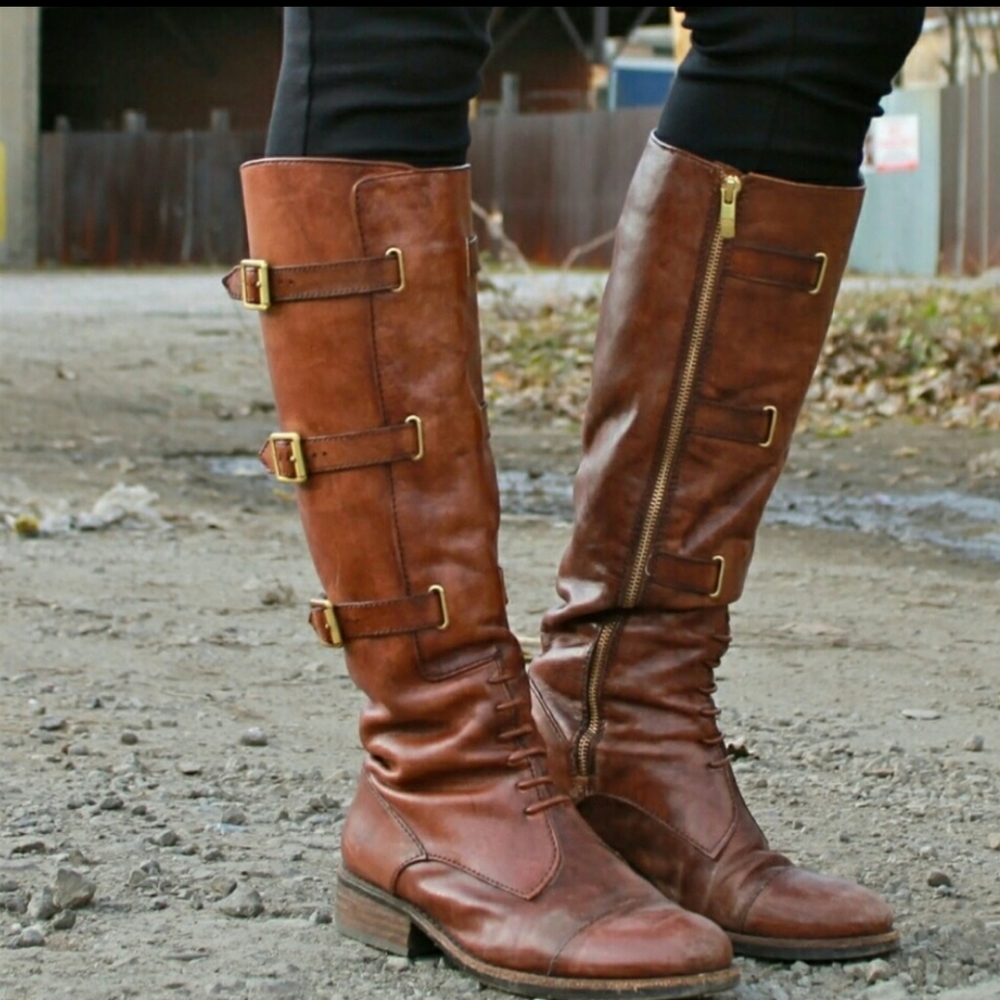 VINCE CAMUTO Fivvy Brown Leather Ridding Boot, 9B